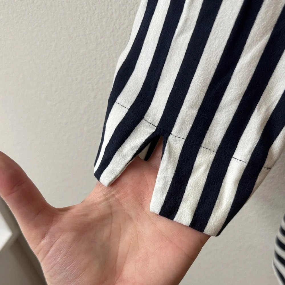 J. Jill Navy and White Striped Long Sleeve Top - Picture 4 of 6